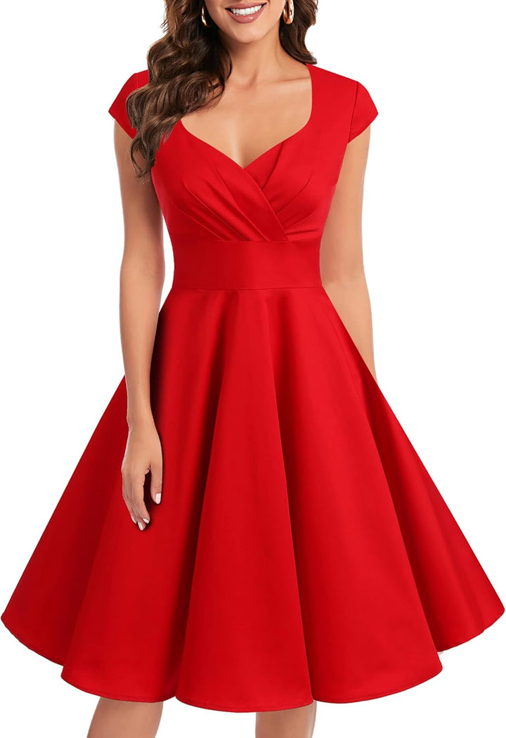 Bbonlinedress Kurzes Cocktailkleid für Damen im Stil der 1950er-Jahre, Retro-Stil, Swing-Kleid, Part