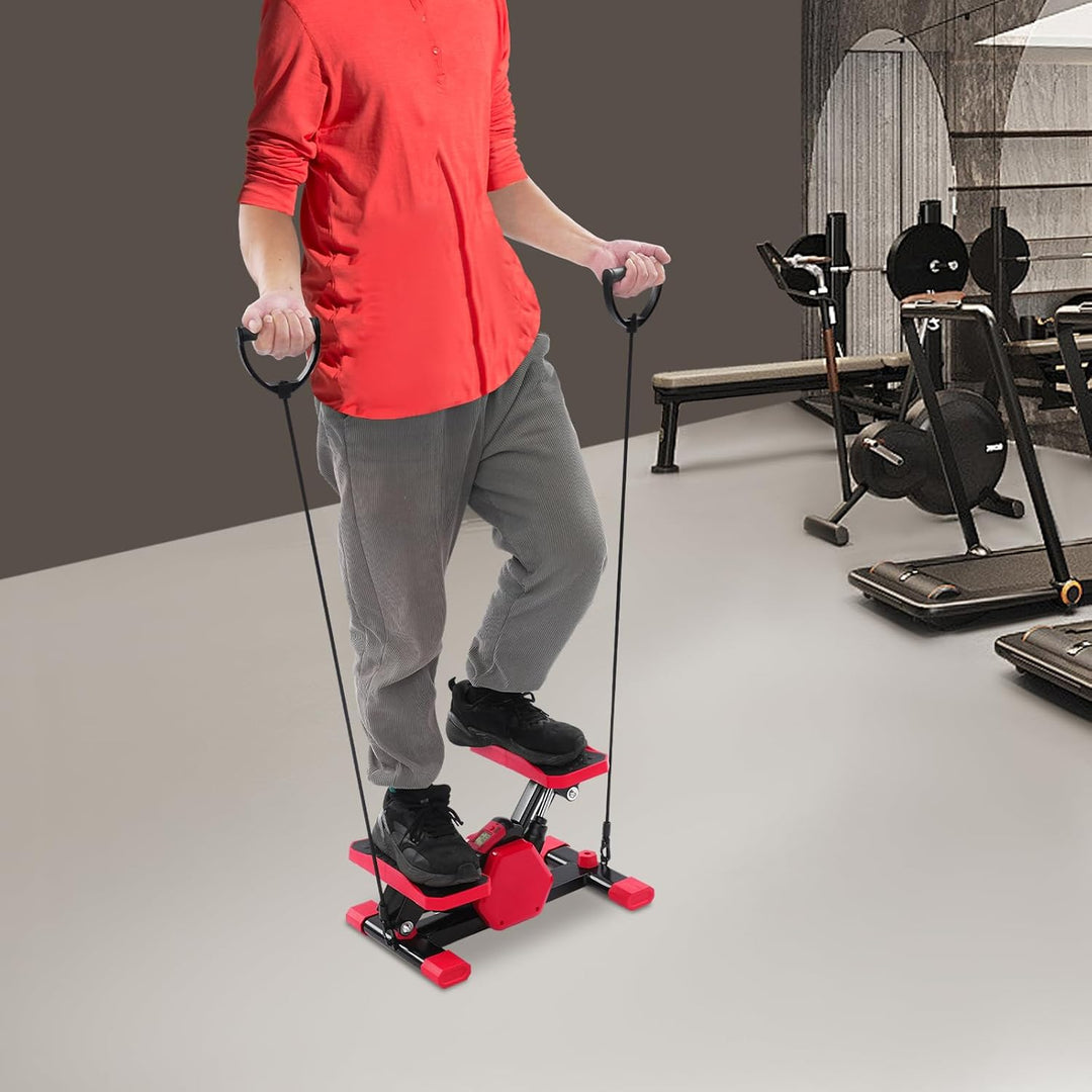 Stepper für Zuhause Pedal Trainer 150 kg hydraulisch LCD Display 2 Zugseile | Hydraulisches System f