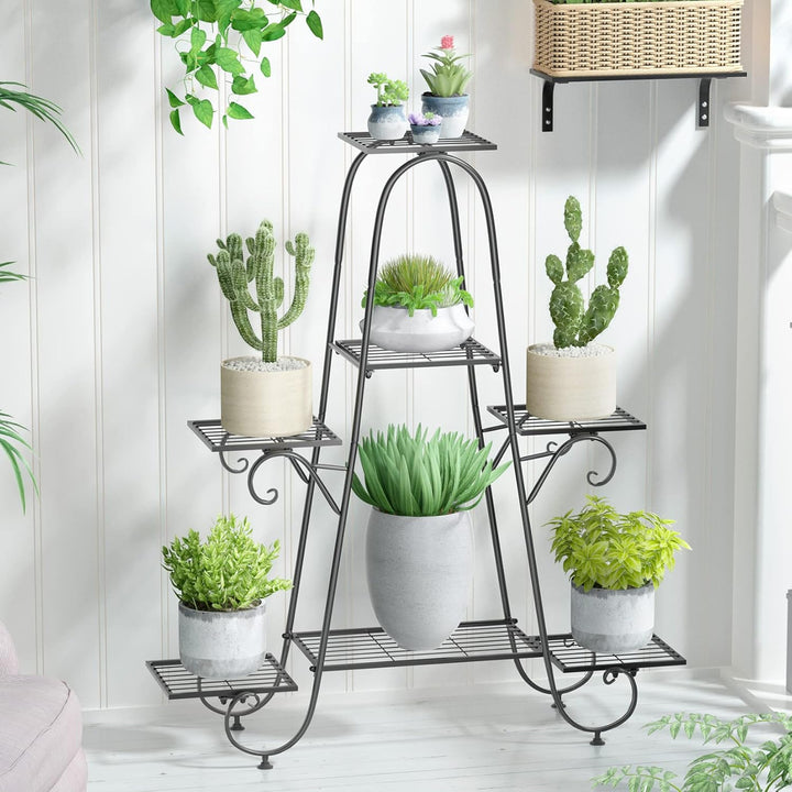 unho Blumenständer Blumentreppe mit 7 Ablagen Blumenregal Pflanzregal Metall, 66 x 22 x 102 cm