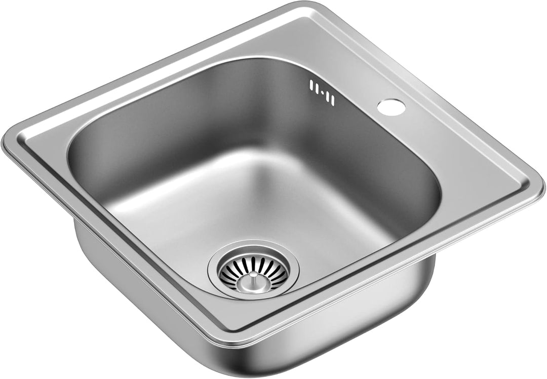 VBChome Edelstahlspülbecken 48x48 cm – Satinierte Oberfläche, Hochwertiger Edelstahl Inox, Tiefe Spü