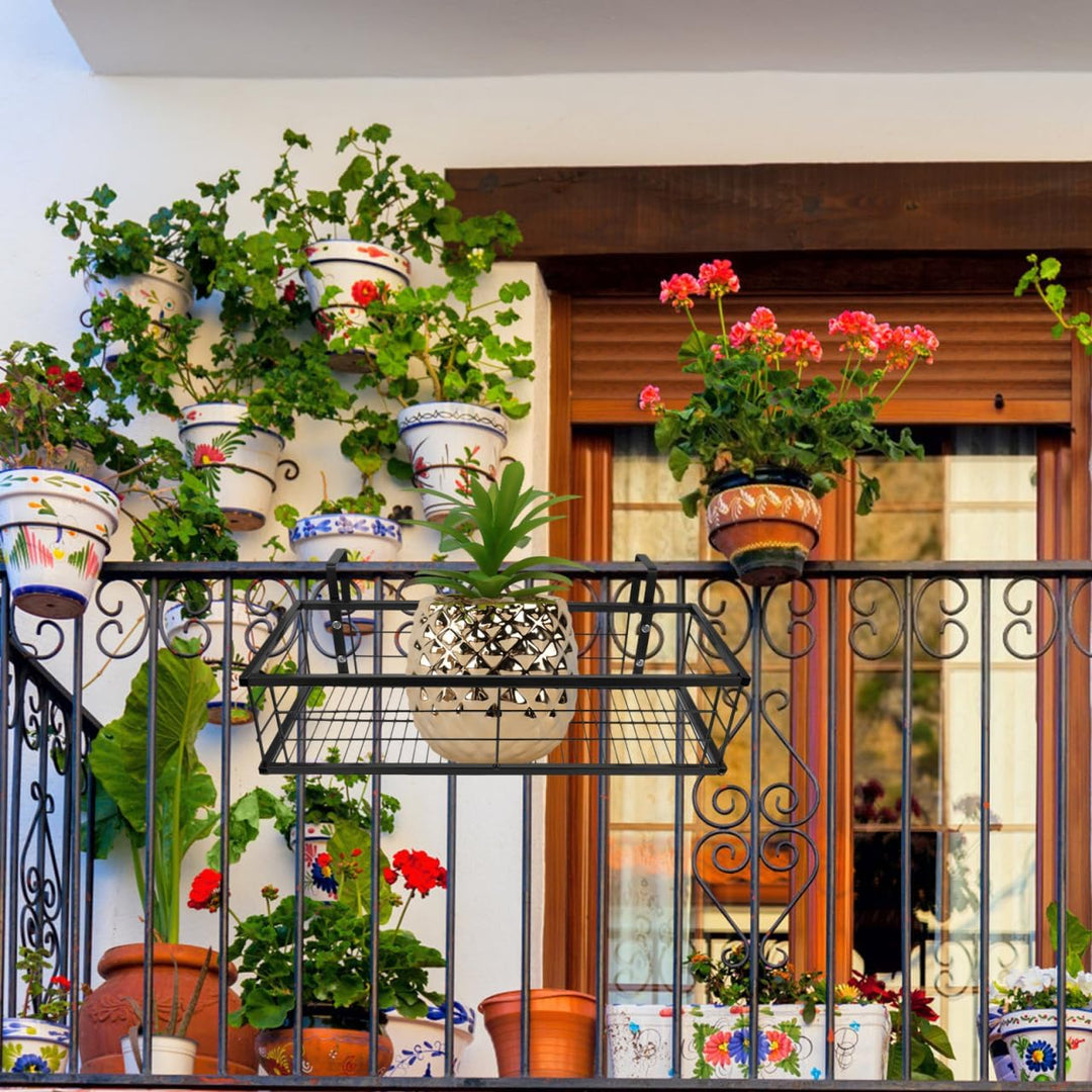 Yardwe Balkon Hängeblumenständer aus Eisen 50cm Geländer Pflanzenhalter für Garten Terrasse Langlebi