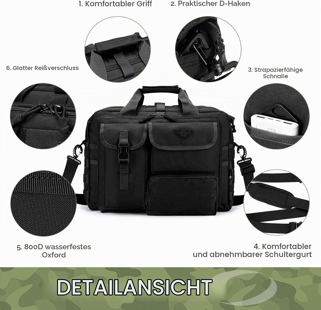 BAGZY Multifunktional Taktische Tasche Arbeitstasche Herren Militär Umhängetasche 14/15,6/17 Zoll La