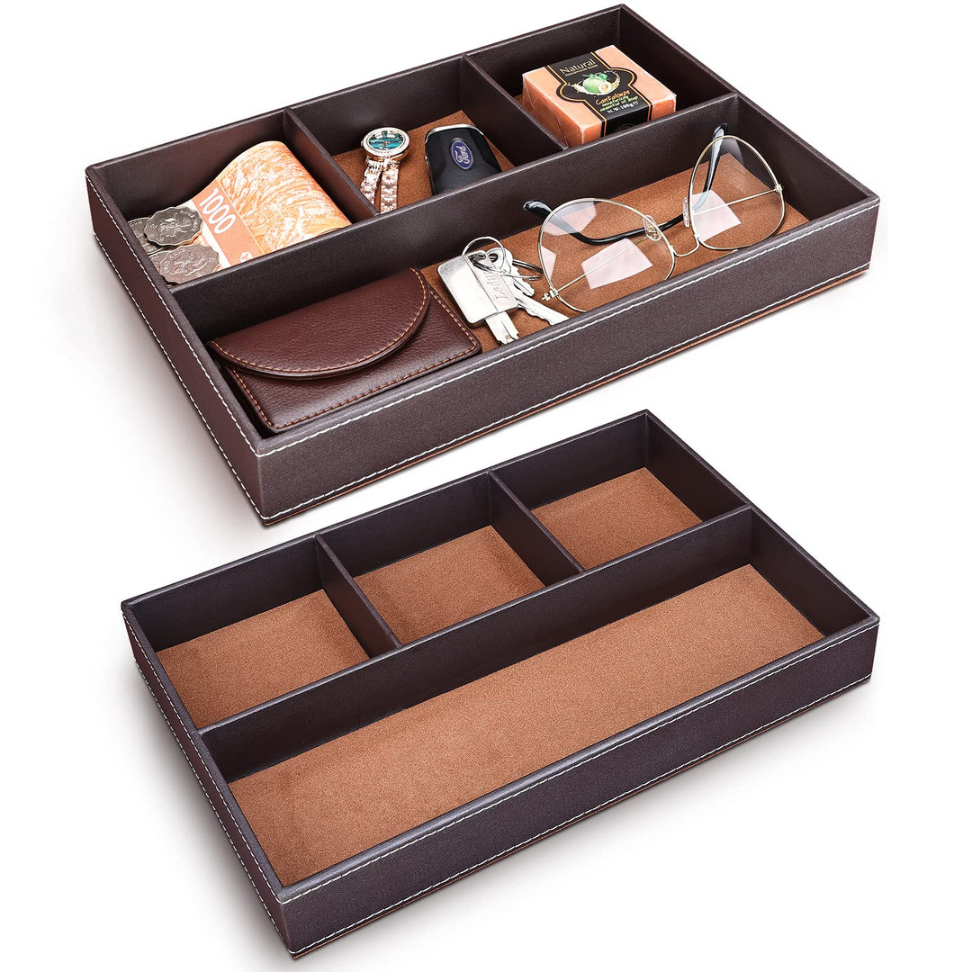 GORESE Valet Tablett, Leder Büro Schublade Schreibtisch Aufbewahrungsbox, Nachttisch Ablageschale, T