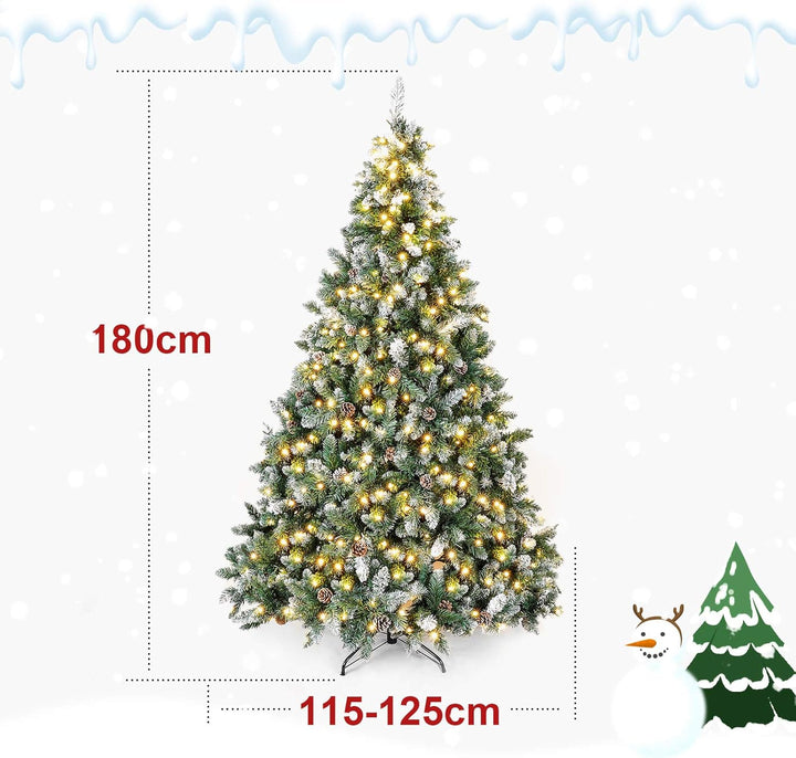 Yorbay künstlicher Weihnachtsbaum mit Beleuchtung weiss Schnee LED Tannenbaum für Weihnachten-Dekora