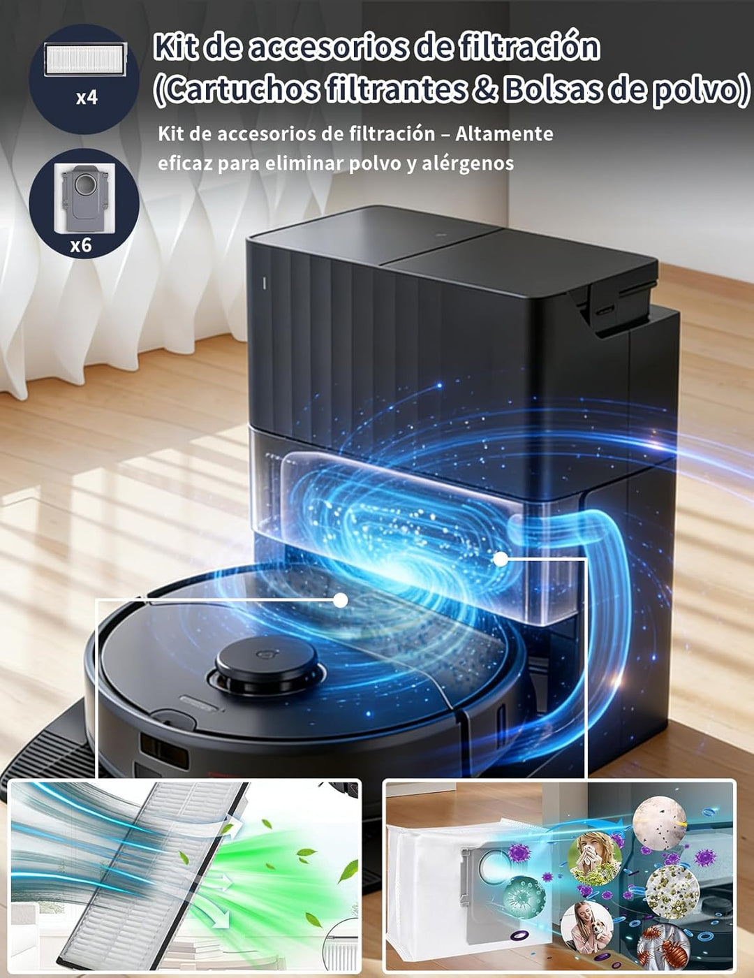 28 Stück Zubehör für Roborock Saros 10R / Qrevo CurvX，mit 4 Hauptbürsten, 6 Feuchttücher, 4 HEPA-Fil