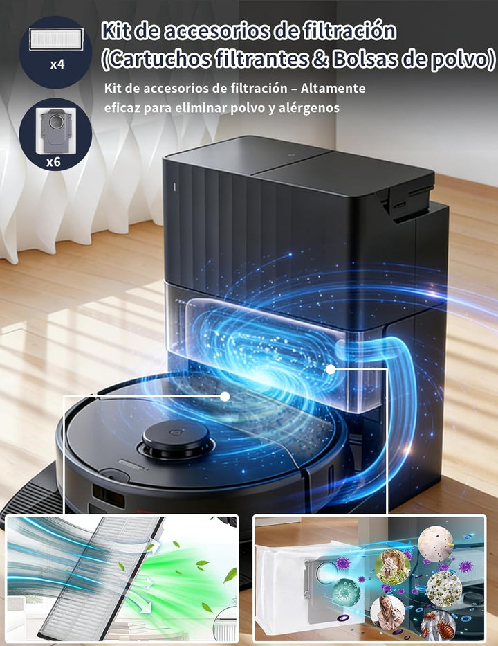 28 Stück Zubehör für Roborock Saros 10R / Qrevo CurvX，mit 4 Hauptbürsten, 6 Feuchttücher, 4 HEPA-Fil
