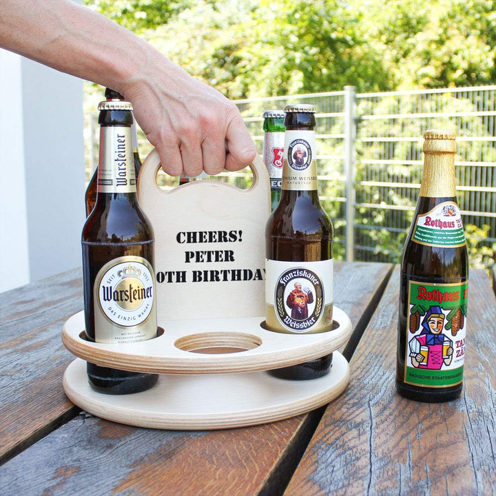 Unbekannt Der Holz-Bier-Träger für Feierfreunde mit Ihrer Personalisierung - Tolle Geschenkidee für