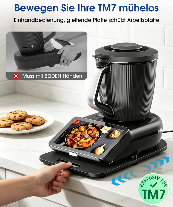 BOYUNSHI Gleitbrett für Thermomix TM7 mit Silikon Displayschutz, 3te Generation,Acryl-Platte mit 360