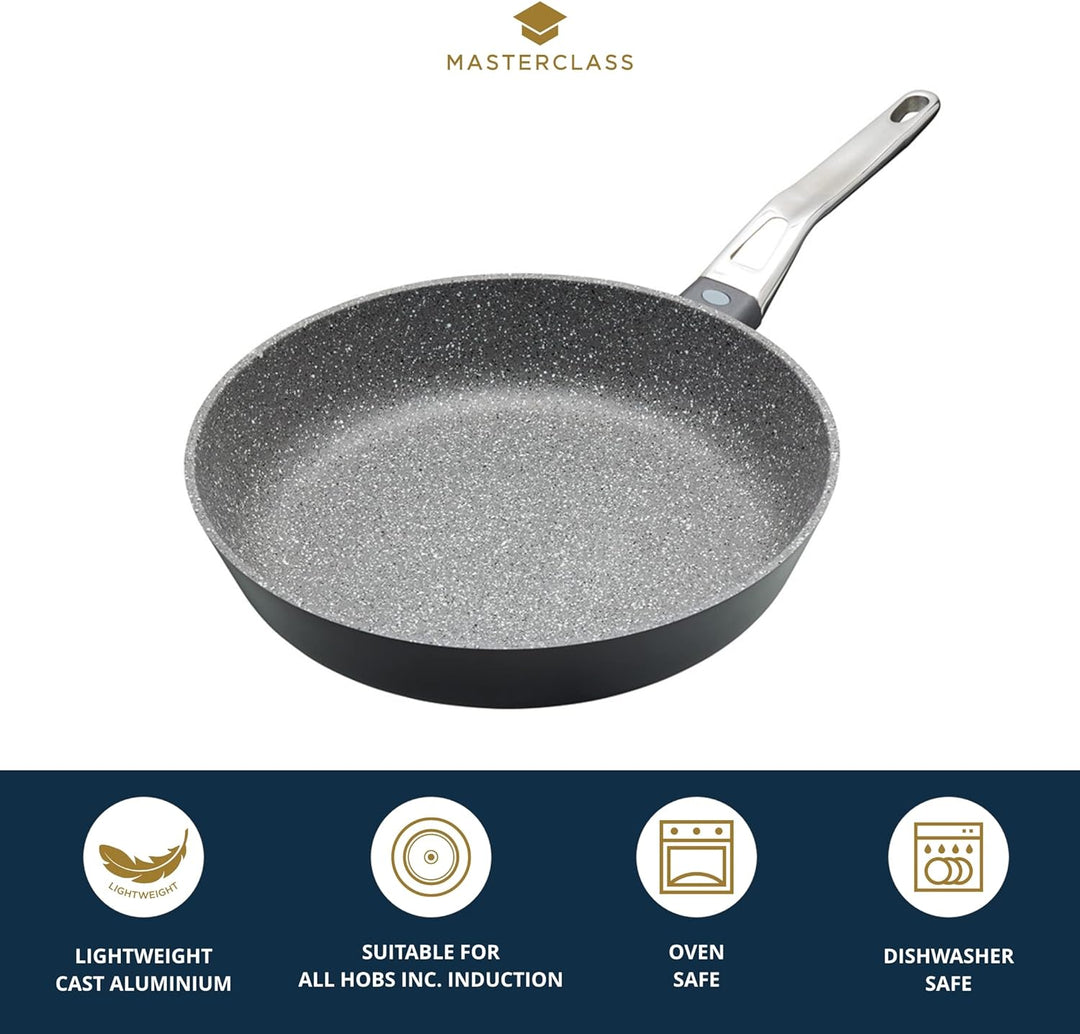 MasterClass MasterClass Guss Bratpfanne Aluminium Induktionsgeeignet, doppelte Antihaftbeschichtung,
