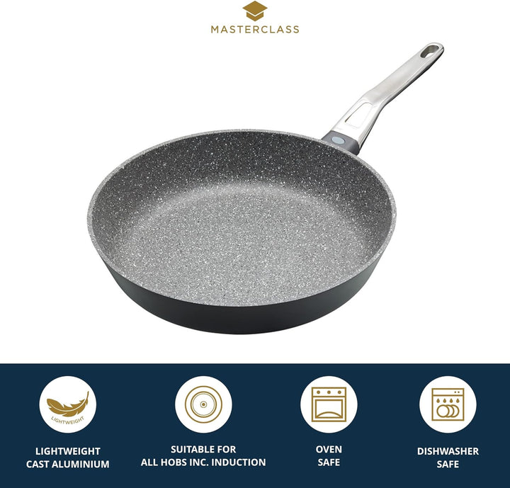 MasterClass MasterClass Guss Bratpfanne Aluminium Induktionsgeeignet, doppelte Antihaftbeschichtung,