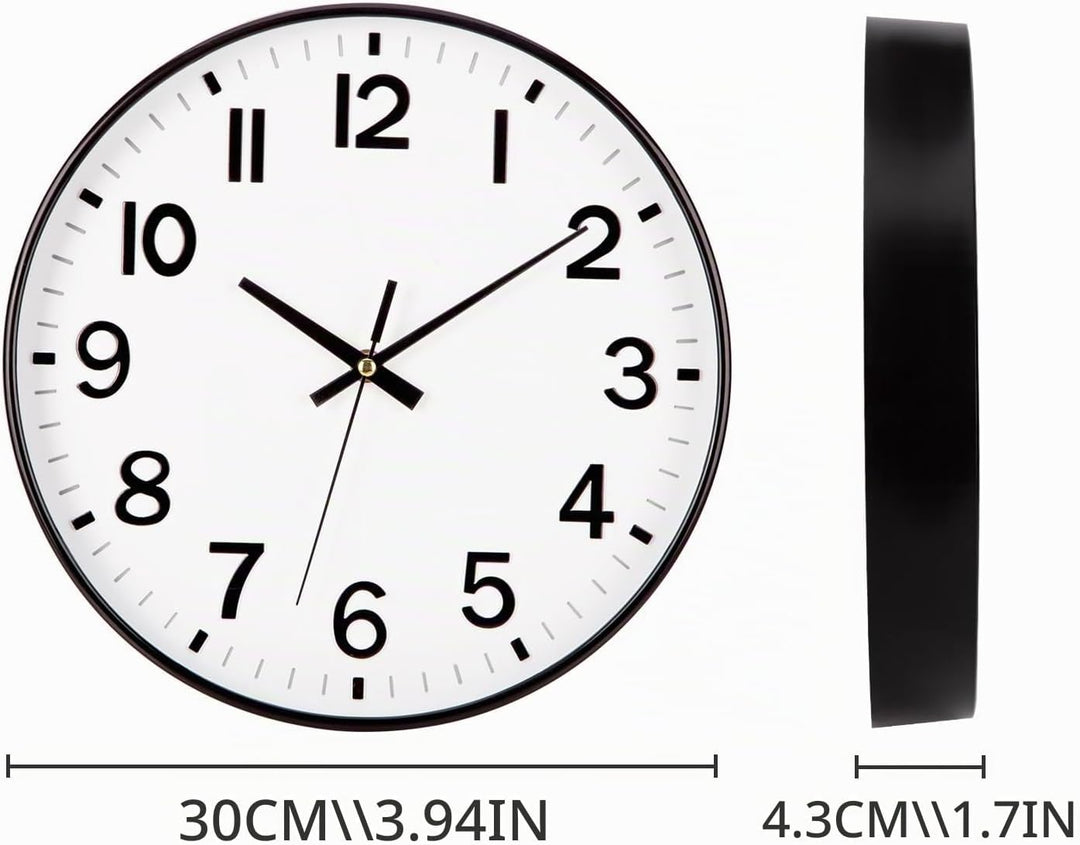 ACCSHINE Wanduhr Ohne TickgeräUsche Lautlos 30cm Modern Quarz Gross Batterie Betriebene Stereo Digit