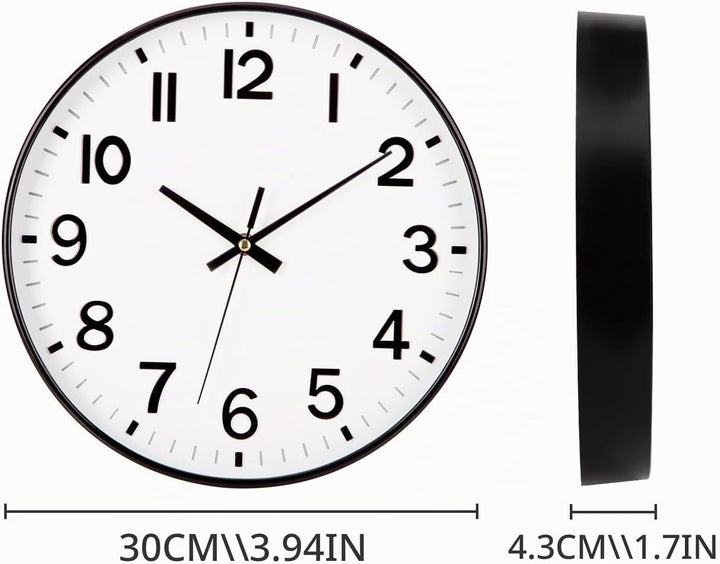 ACCSHINE Wanduhr Ohne TickgeräUsche Lautlos 30cm Modern Quarz Gross Batterie Betriebene Stereo Digit