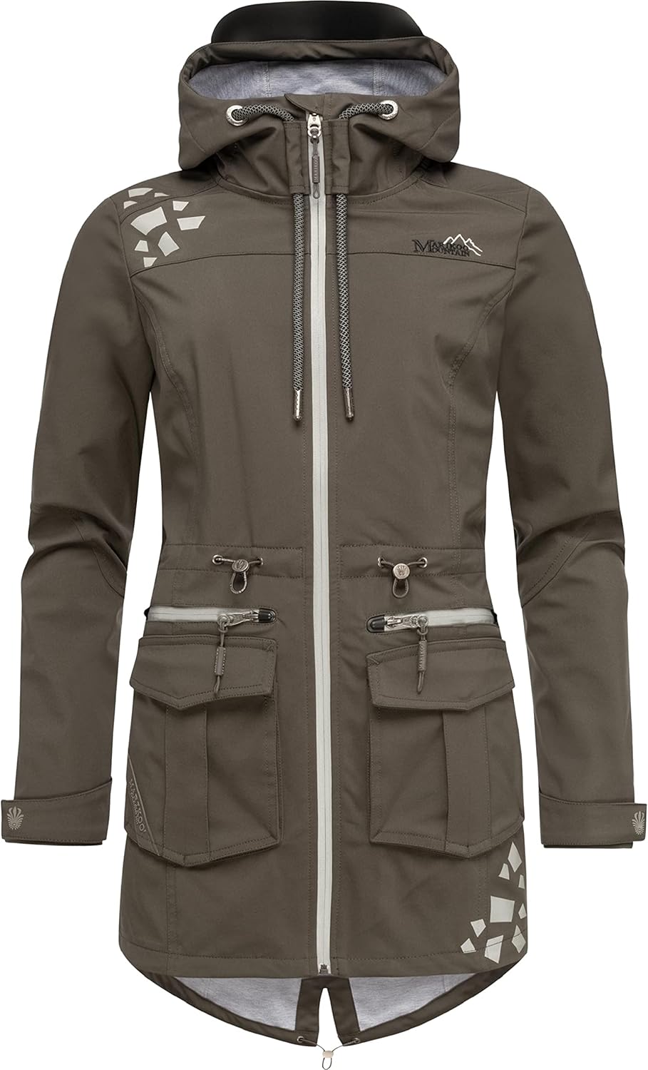 MARIKOO Damen wasserdichter Softshellmantel Softshelljacke Outdoorjacke Übergangsjacke Parka Kapuze