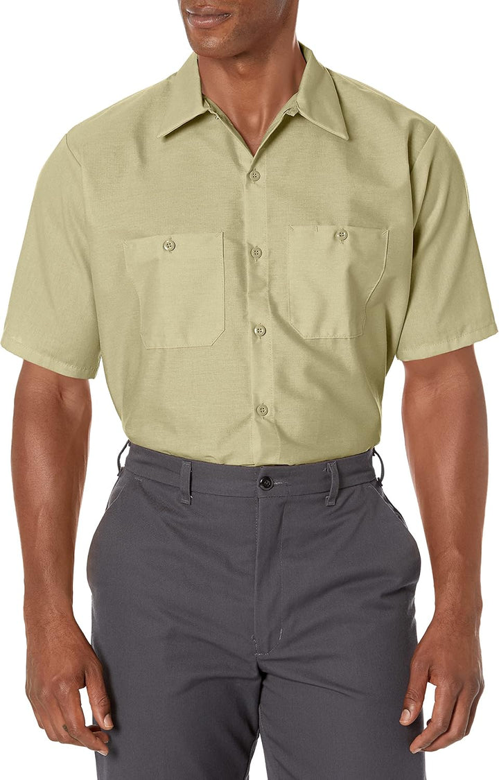 Red Kap Industrielles Arbeitshemd für Herren, Normale Passform, kurzärmelig XL Khaki, XL Khaki