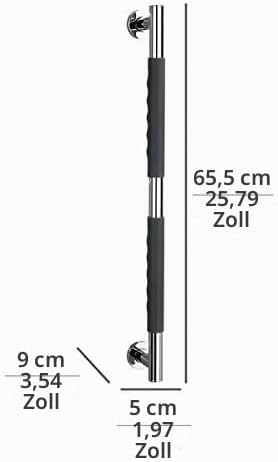 WENKO Edelstahl Wandhaltegriff Secura 65,5 cm - Bad-Sicherheitsgriff für Badewanne oder WC, Silikon,