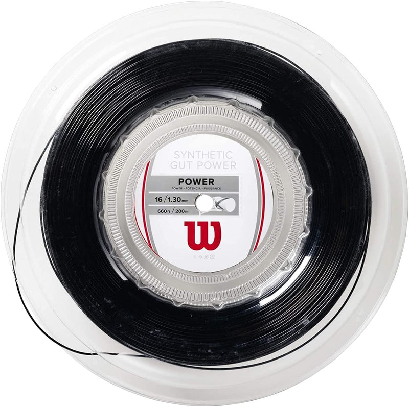 Wilson Unisex – Erwachsene Saitenrolle Synthetic Gut Power Tennissaiten 200 Meter schwarz / schwarz,