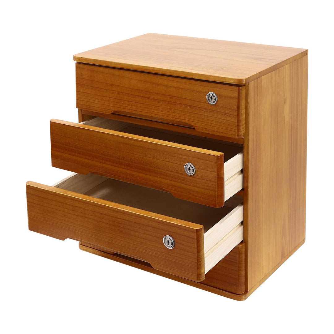 Holz Schubladenbox 4 Ebenen AbschliessBare Schreibtisch-Organizer bis 30kg 40x28x40,5 Cm Aufbewahrun