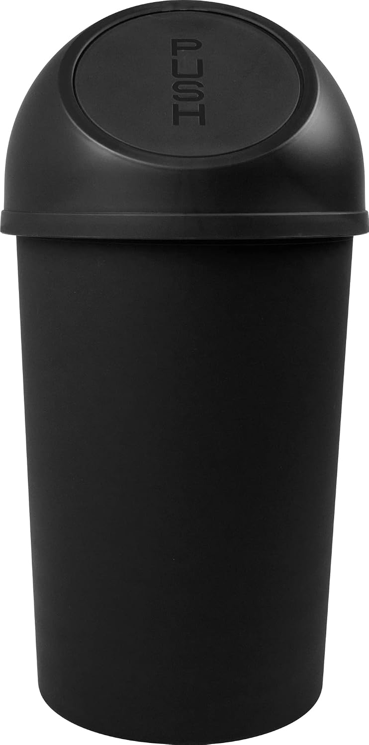 helit H2401195 - Push-Abfallbehälter „the flip“ 13 L, schwarz | Mülleimer mit Push-Deckel für hygien