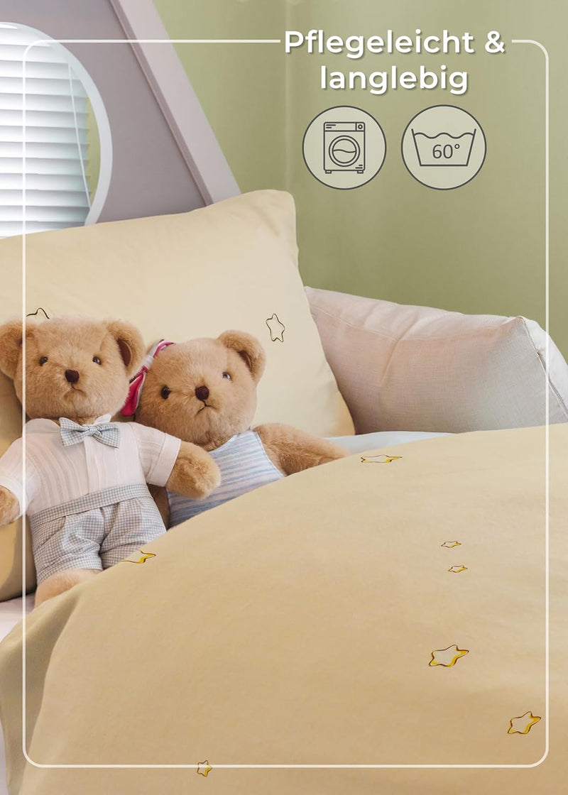 Gräfenstayn® 2-tlg. Kinderbettwäsche Set mit Tiermotiv und integriertem Reissverschluss - aus 100% B