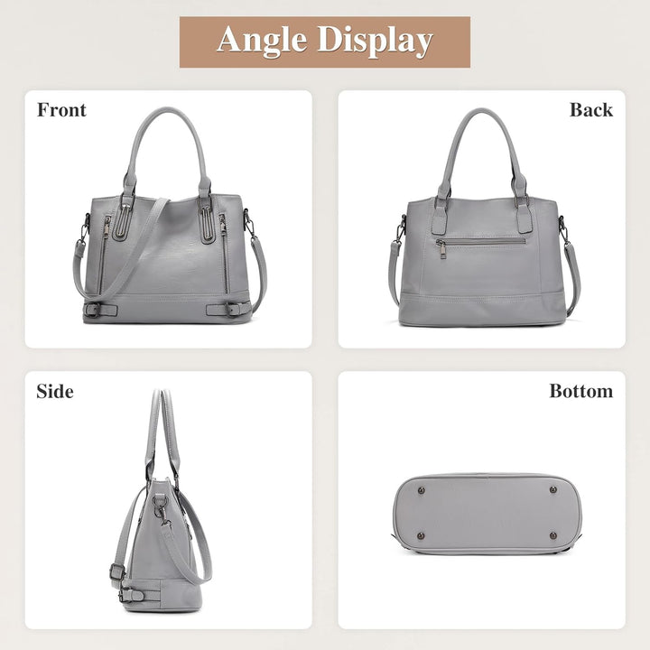 VINBAGGE Damen Handtasche PU Leder Henkeltasche Shopper Tasche Vintage Weiches Umhängetasche Schulte