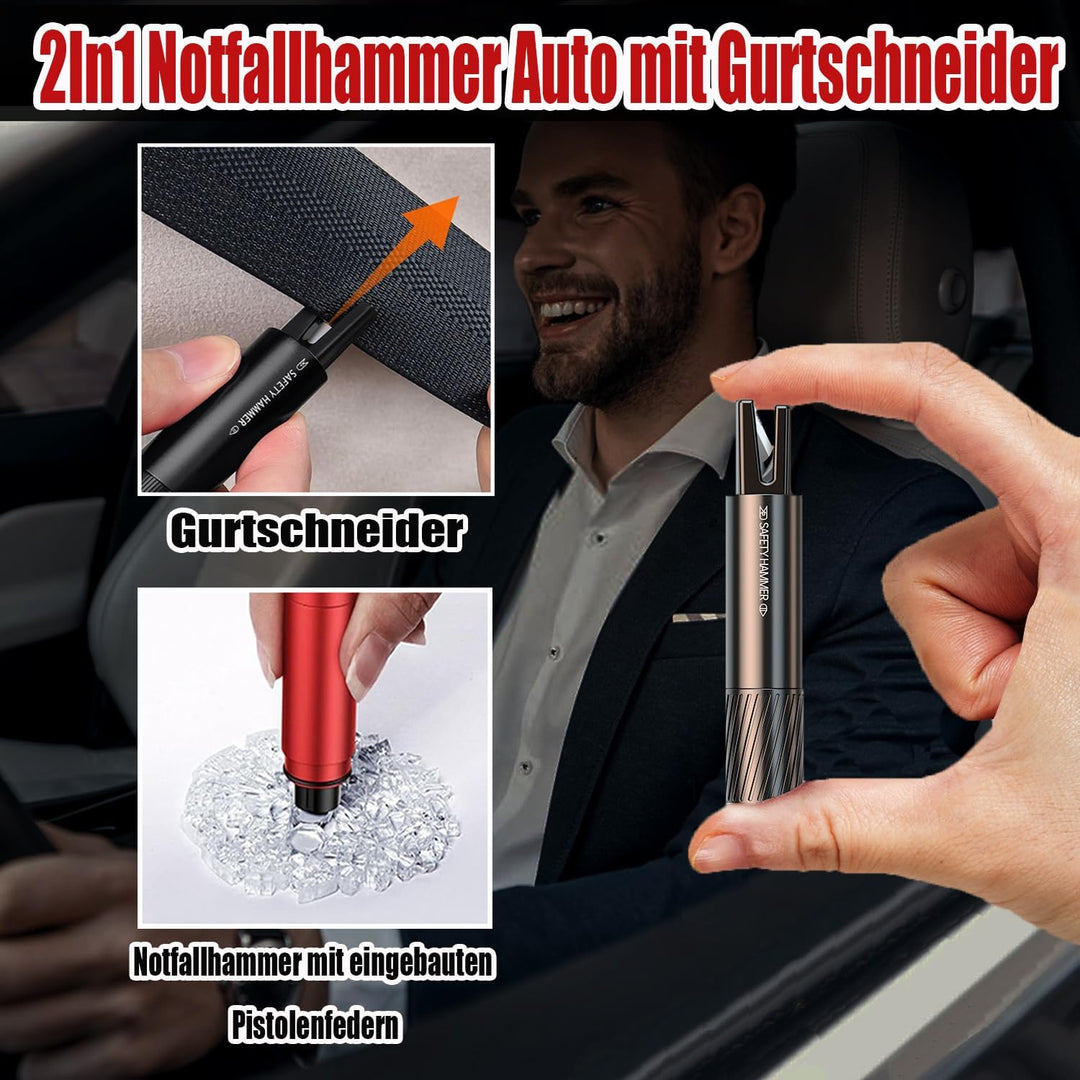 2in1 Gurtschneider Notfallhammer，3 Stück Notfallhammer Auto mit Gurtschneider，Nothilfewerkzeuge brec