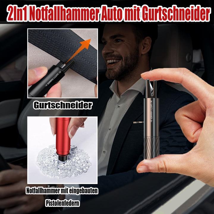 2in1 Gurtschneider Notfallhammer，3 Stück Notfallhammer Auto mit Gurtschneider，Nothilfewerkzeuge brec