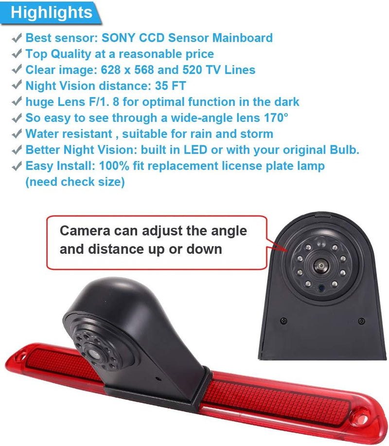 Rückfahrsystem Rückfahrkamera im 3.Bremslicht Bremsleuchte passend Mit Winkel verstellen Nachtversio