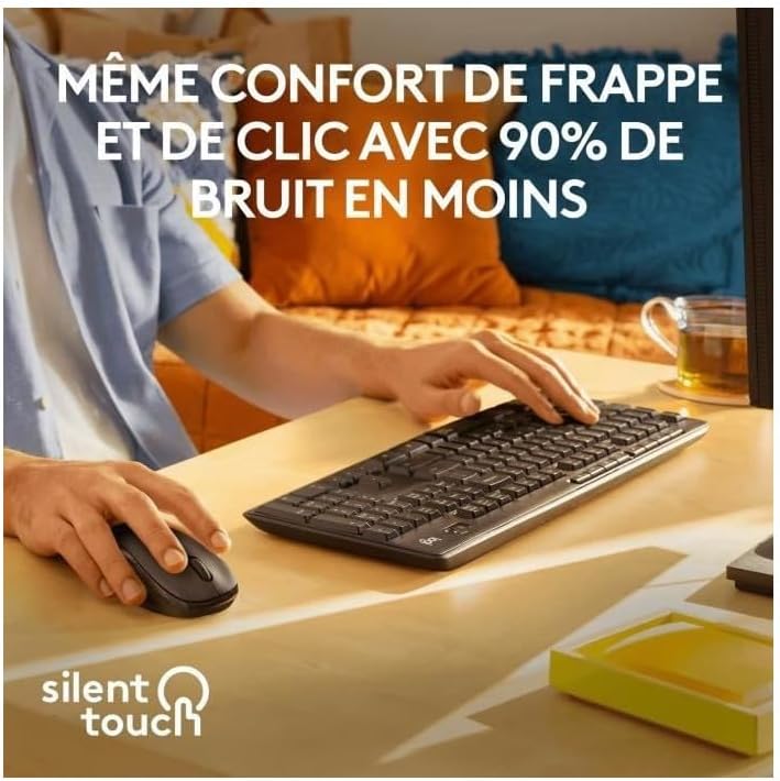 Logitech MK295 kabelloses Tastatur-Maus-Set mit SilentTouch-Technologie, Shortcut-Tasten, optischer