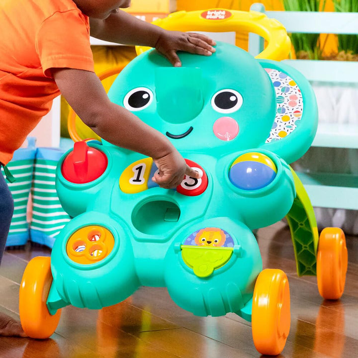 Bright Starts, Stroll 'n Roll 2 - in - 1 Ballspielwagen - Elefant mit Lichtern und Musik, Unisex, 6