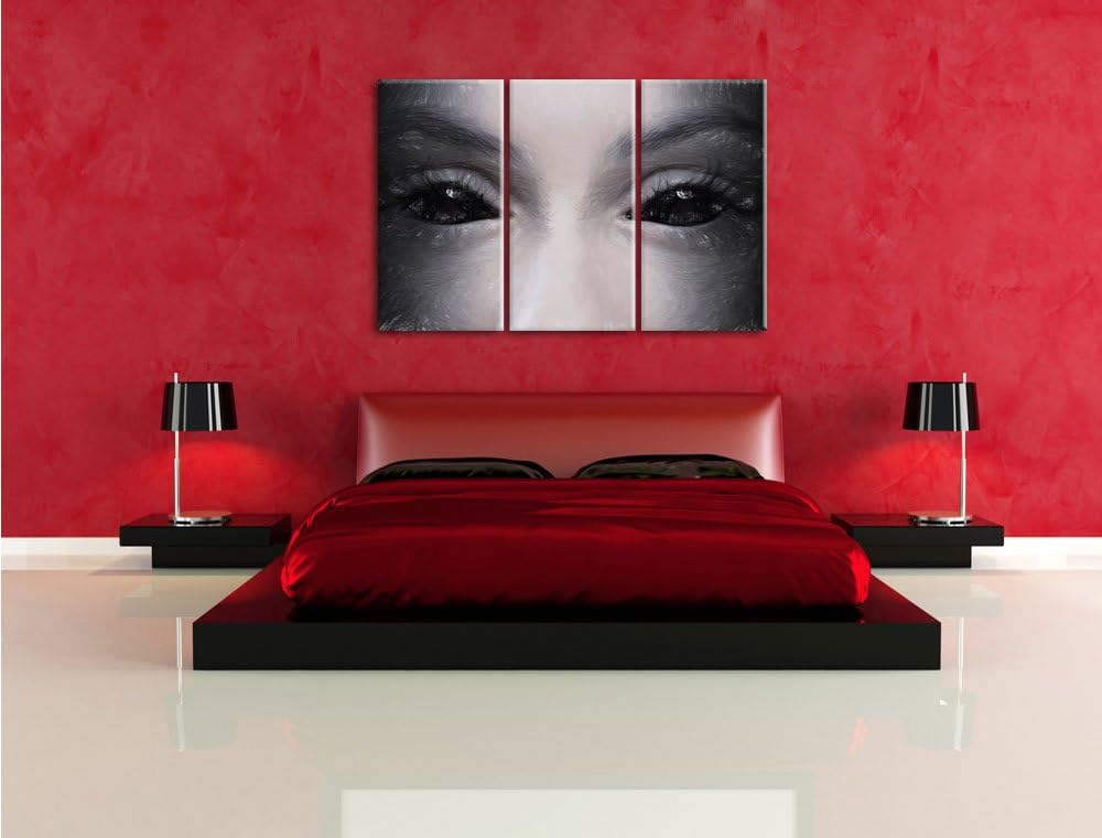 Pixxprint Böse Dämonenaugen / 3-Teilig/Gesamtmass 120cm Leinwandbild bespannt auf Holzrahmen/Wandbil