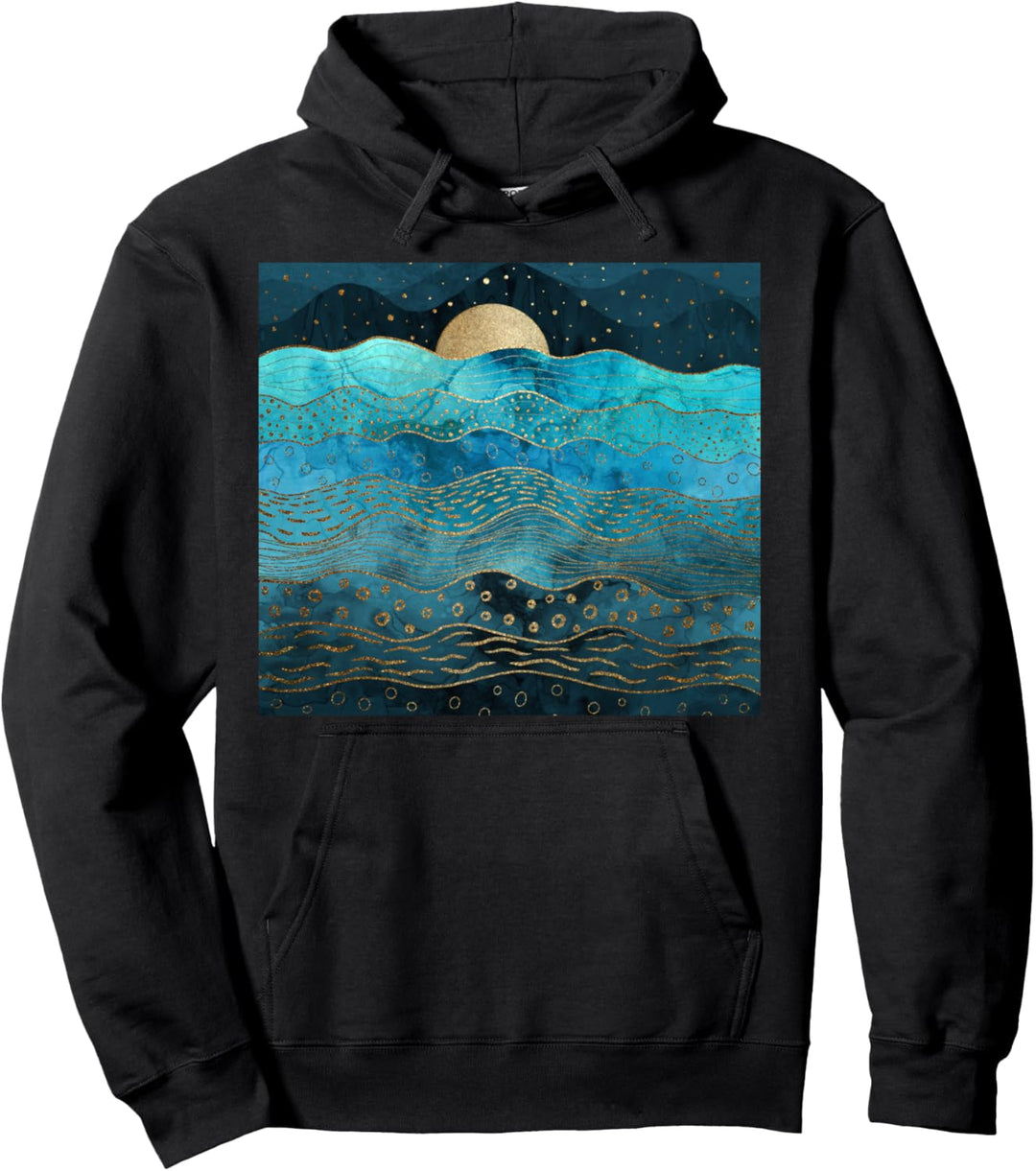 Oceanic Night Sunset Blues Pullover Hoodie