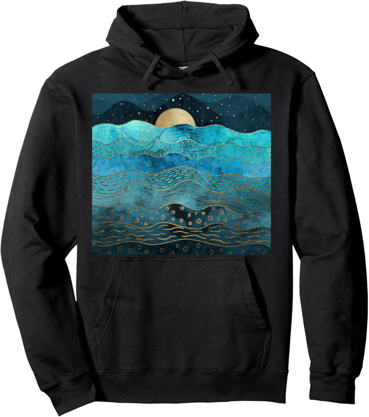 Oceanic Night Sunset Blues Pullover Hoodie