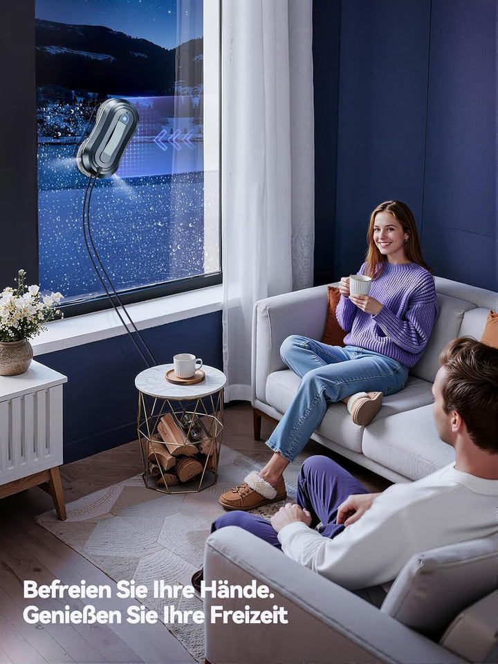 Fensterputzroboter mit Sprühfunktion, Turbo Boost Saugkraft 7000Pa Sternenblau, Sternenblau