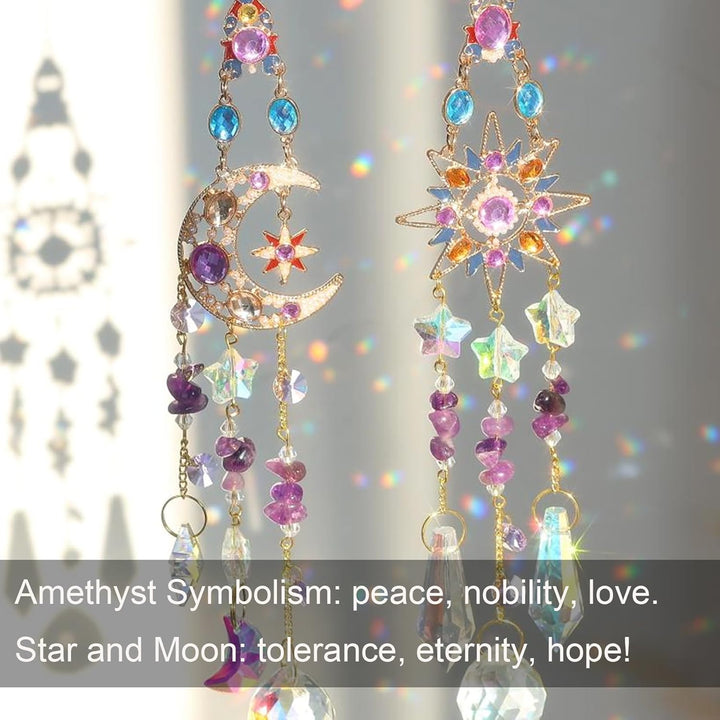Sonnenfänger Kristall Fenster,2 Stück Kristall Anhänger Deko,Fensterdeko Hängend,Kristall-Sonnenfäng