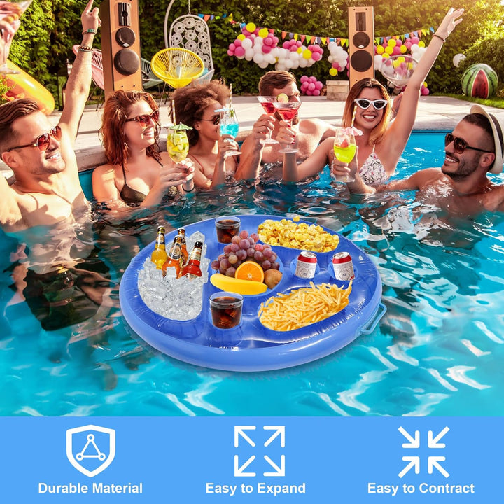 Aufblasbarer Poolbar 2 in1 Getränke und Snackhalter 8 Löcher Pool Schwimmender Getränkehalter Party