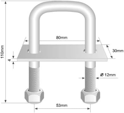 MelTruck® 10x U-Bügel Zurrbügel 800kg Ladungssicherung Zurröse M12 800 kg Zurrhaken 110mm