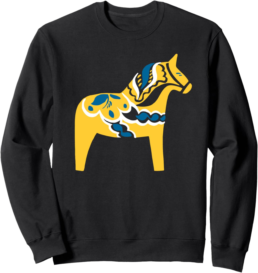 Schwedisches Dala Pferd Schweden Gelb Dalecarlian Pferd Sweatshirt
