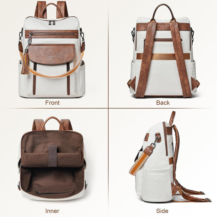 Shrrie Laptop-Rucksack für Damen, 15,6 Zoll Reise-Rucksack aus Leder, Handgepäck-Rucksack Computerta