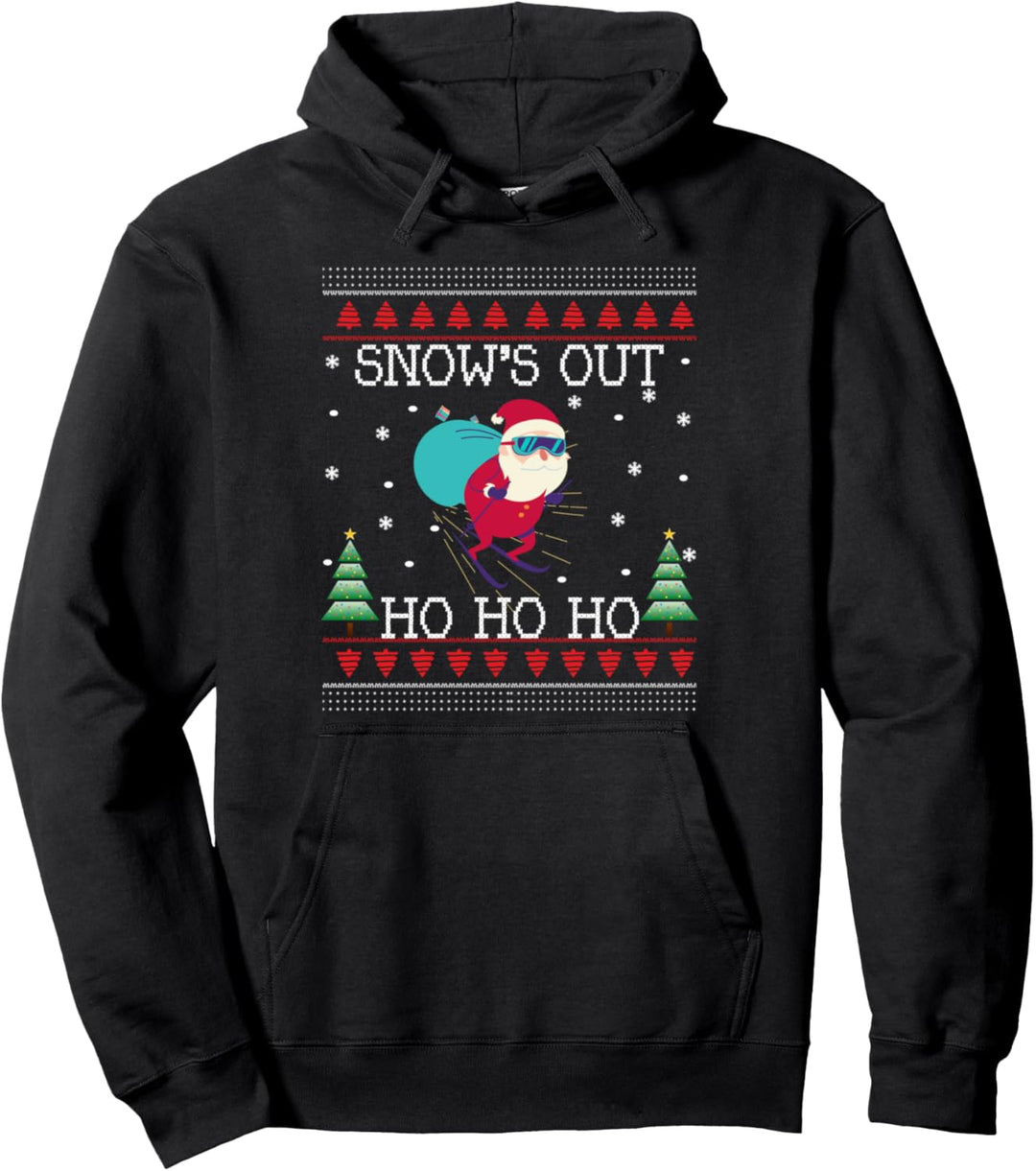 Lustiger Snows Out Ski Santa Claus Ugly Christmas Sweater Pullover Hoodie