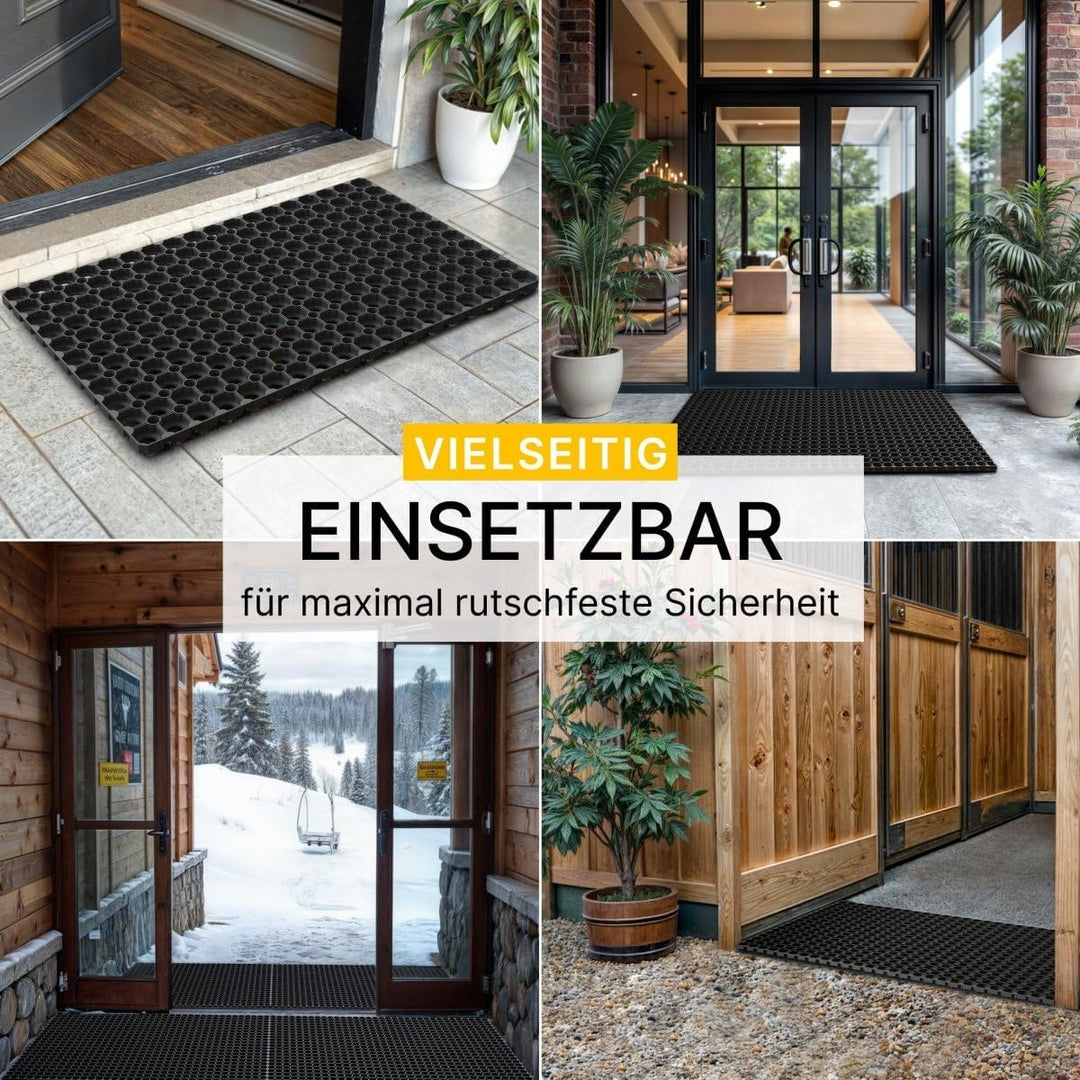 Entrando Gummi Ringmatte 100x150 cm – Lochgummimatte 22 mm Höhe, wetterfest & belastbar – Rutschmatt