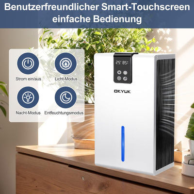 Luftentfeuchter Elektrisch 2700ml, Luftentfeuchter für Zuhause mit automatischer Abschaltung, 7-Farb