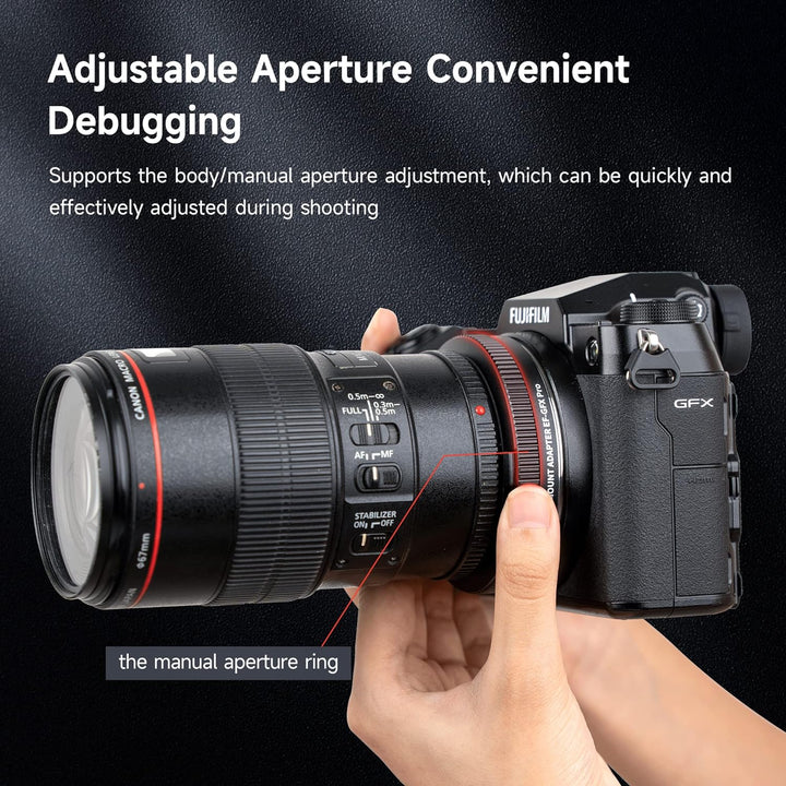 VILTROX EF-GFX Pro Objektiv Adapter Autofokus Objektivadapter mit Manuellem Blendenring Objektiv Kon