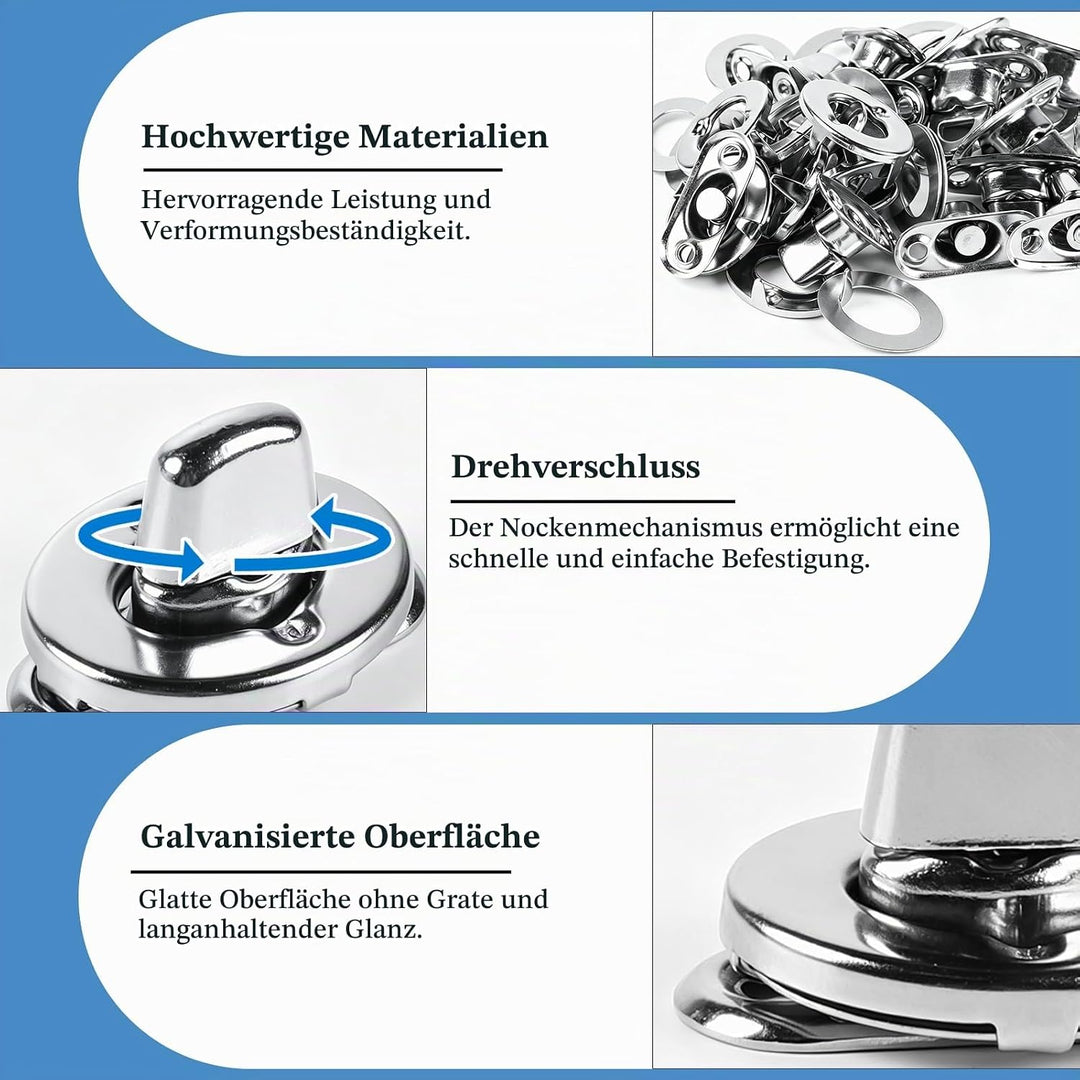 EXLECO 34pcs Drehverschluss Ovalösen für Planenbefestigung, Anhänger Zubehör mit Befestigungsschraub