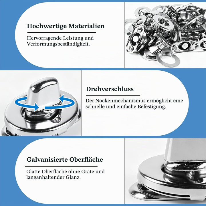 EXLECO 34pcs Drehverschluss Ovalösen für Planenbefestigung, Anhänger Zubehör mit Befestigungsschraub