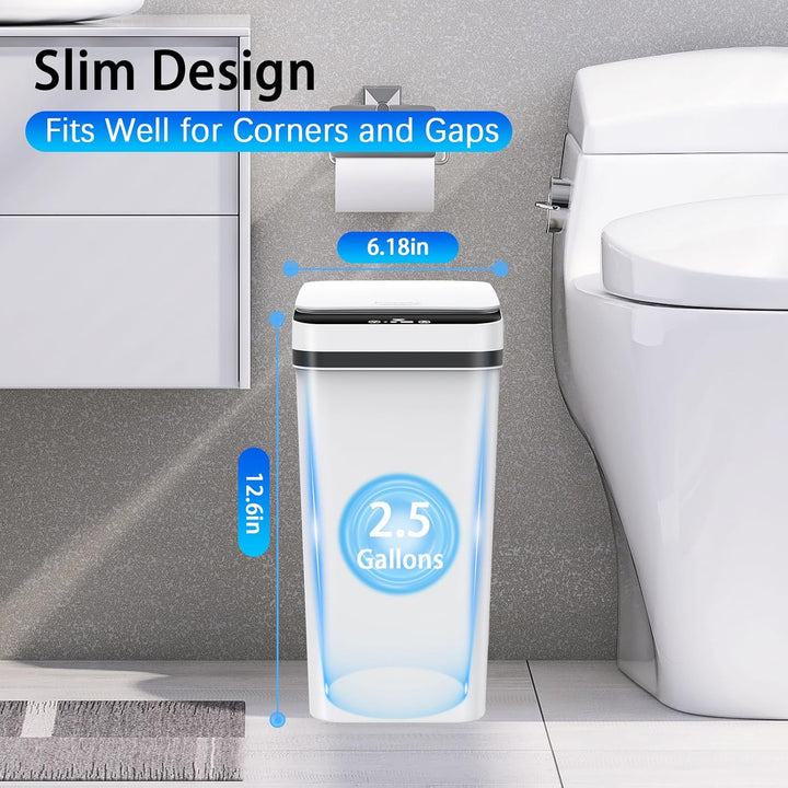 2er Set Mülleimer Bad mit Sensor, 10L Elektrischer Mülleimer mit Deckel, Automatischer Mülleimer für