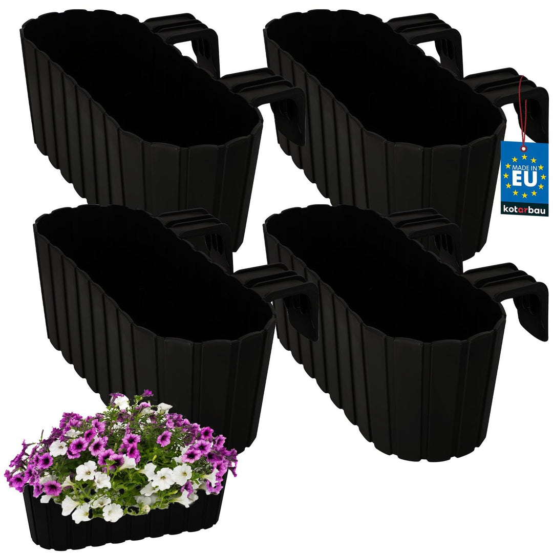KOTARBAU® 4er Set Blumenkasten für Balkon - 40 x 15 x 15 cm - Blumenkasten für Balkongeländer - Balk