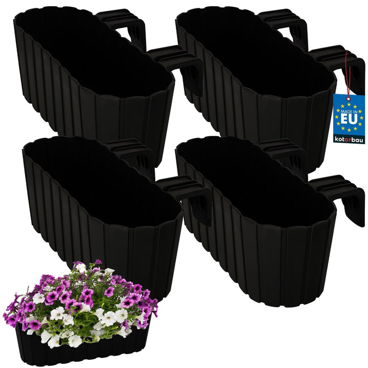 KOTARBAU® 4er Set Blumenkasten für Balkon - 40 x 15 x 15 cm - Blumenkasten für Balkongeländer - Balk