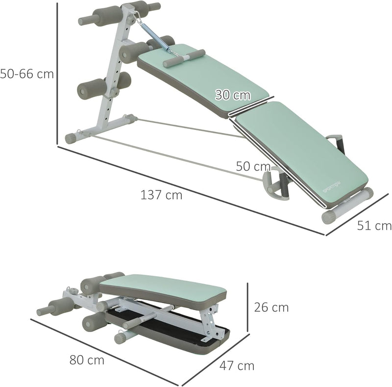 SPORTNOW Sit Up Bank Klappbarer Bauchtrainer, 5-Fach Verstellbare Trainingsbank, Rückentrainer mit B