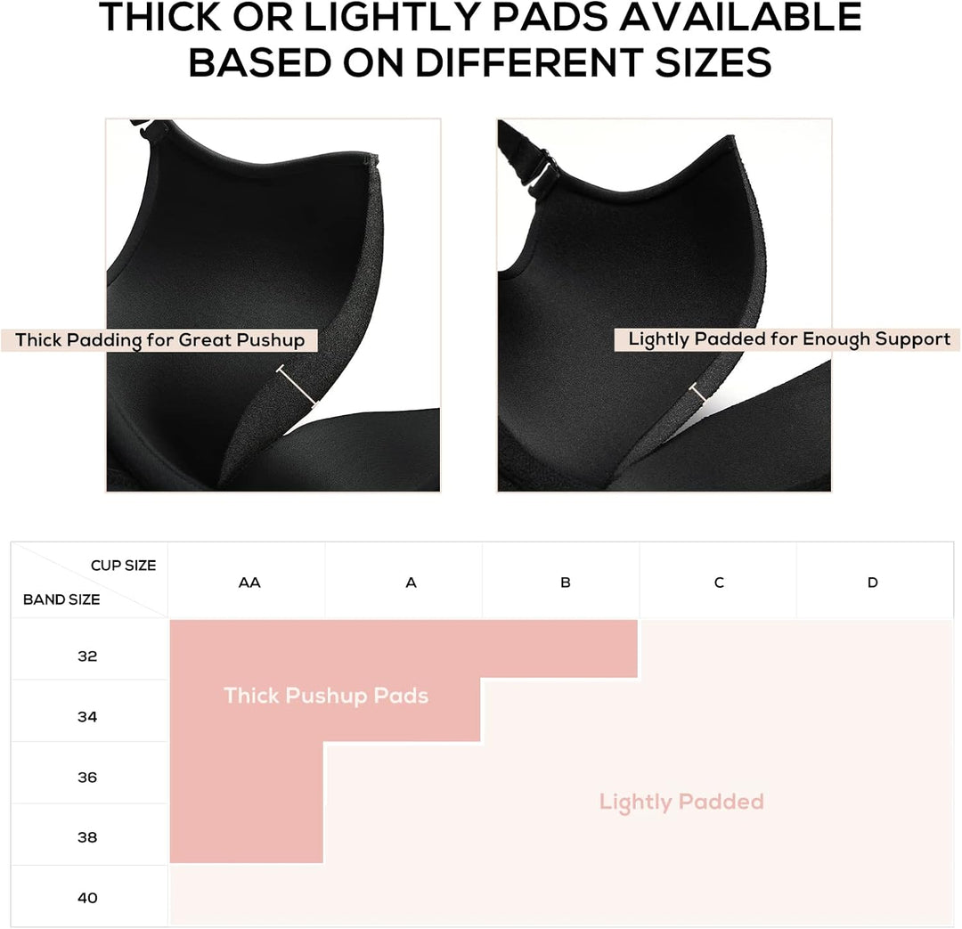 DOBREVA Damen mit Bügel Deep U Push Up Plunge BH Sexy Gepolstert Tshirt 70A Schwarz, 70A Schwarz