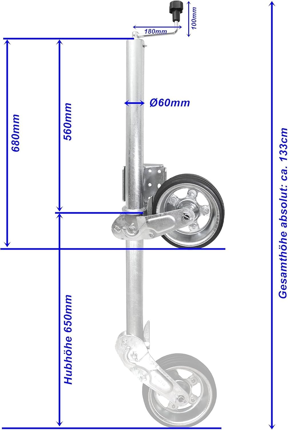 The Drive Automatik Anhänger-Stützrad Stützlast 500KG verlängerter Hub